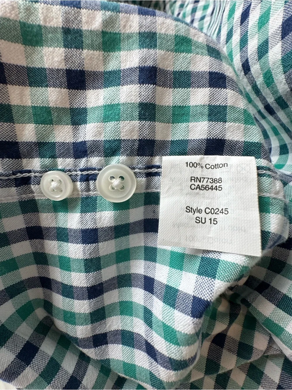 J.Crew Green Blue Gingham Checked Button Down Shirt Mens Large 100% Cotton